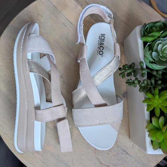 Igi&Co Sindy Sandals White/Taupe Size 40 (US 9.5–10) Made in Italy - Picture 2 of 11